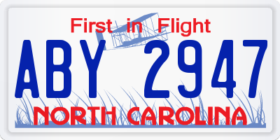 NC license plate ABY2947