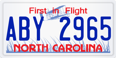 NC license plate ABY2965