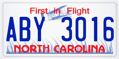 NC license plate ABY3016