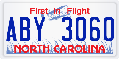 NC license plate ABY3060