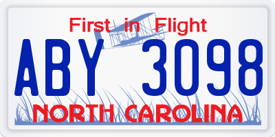 NC license plate ABY3098