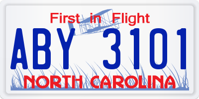 NC license plate ABY3101