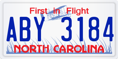 NC license plate ABY3184