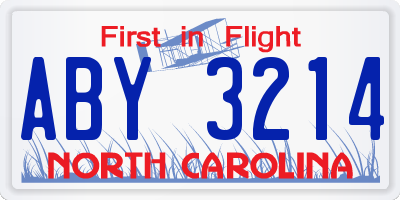 NC license plate ABY3214