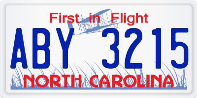 NC license plate ABY3215
