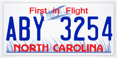 NC license plate ABY3254