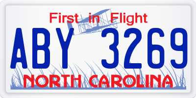 NC license plate ABY3269