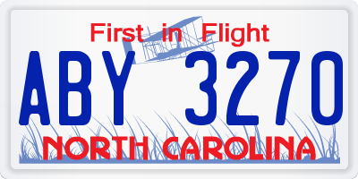 NC license plate ABY3270