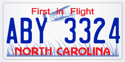 NC license plate ABY3324