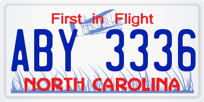 NC license plate ABY3336