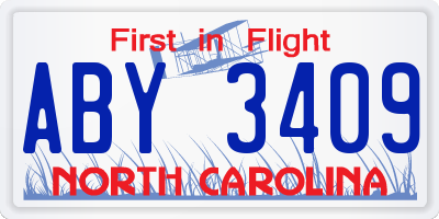 NC license plate ABY3409