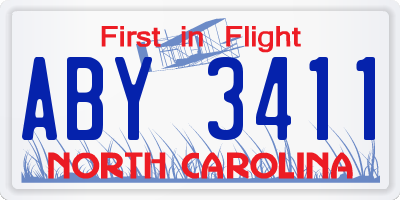 NC license plate ABY3411