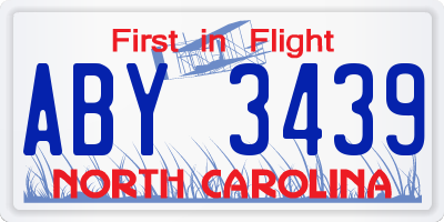 NC license plate ABY3439