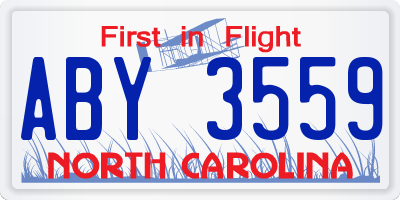 NC license plate ABY3559