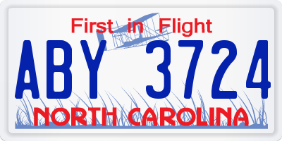 NC license plate ABY3724