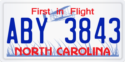 NC license plate ABY3843