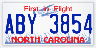 NC license plate ABY3854