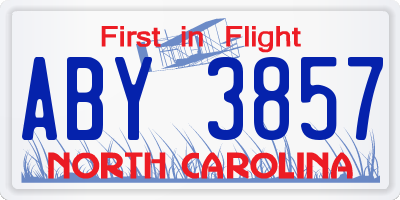 NC license plate ABY3857