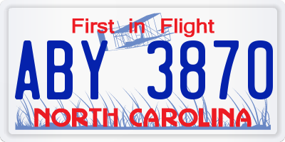 NC license plate ABY3870