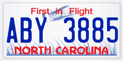 NC license plate ABY3885