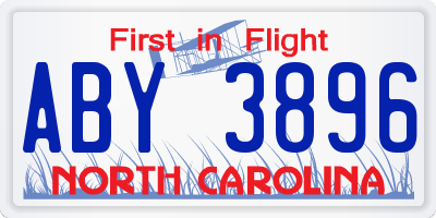 NC license plate ABY3896