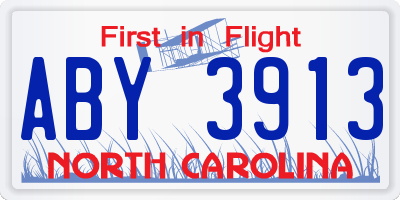 NC license plate ABY3913