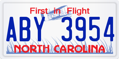 NC license plate ABY3954
