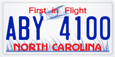 NC license plate ABY4100