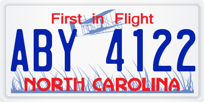 NC license plate ABY4122