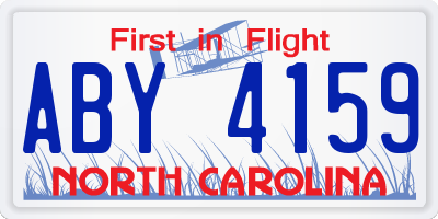 NC license plate ABY4159