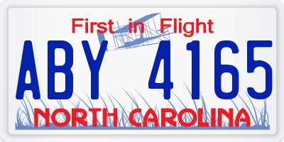 NC license plate ABY4165