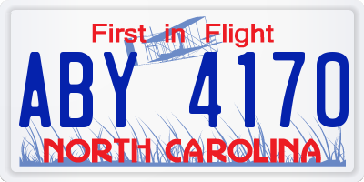 NC license plate ABY4170