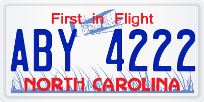 NC license plate ABY4222