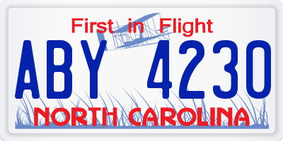 NC license plate ABY4230