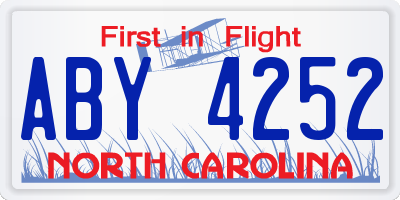 NC license plate ABY4252