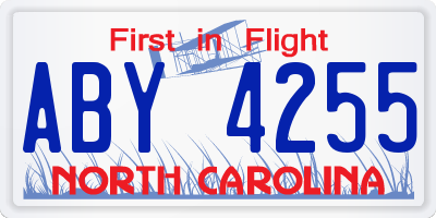 NC license plate ABY4255