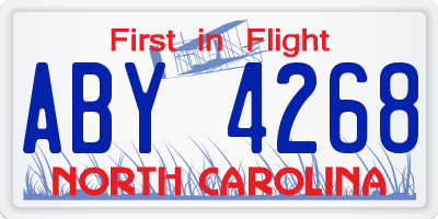NC license plate ABY4268