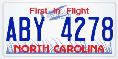NC license plate ABY4278