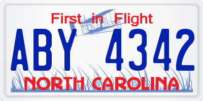 NC license plate ABY4342