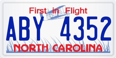 NC license plate ABY4352