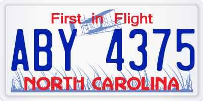 NC license plate ABY4375