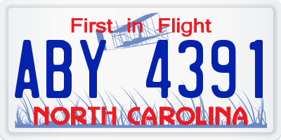 NC license plate ABY4391