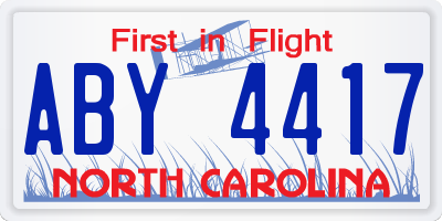 NC license plate ABY4417