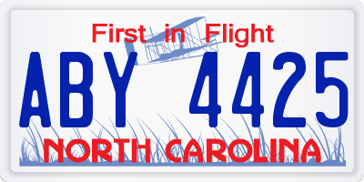 NC license plate ABY4425