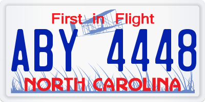 NC license plate ABY4448