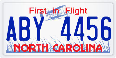 NC license plate ABY4456