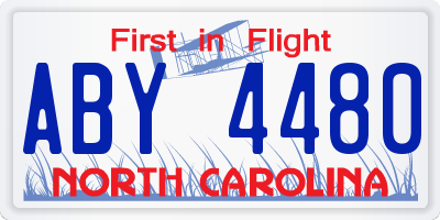 NC license plate ABY4480