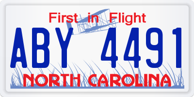 NC license plate ABY4491