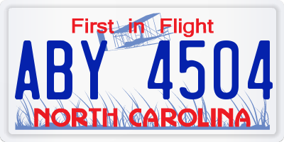 NC license plate ABY4504
