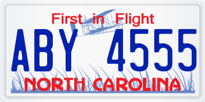 NC license plate ABY4555